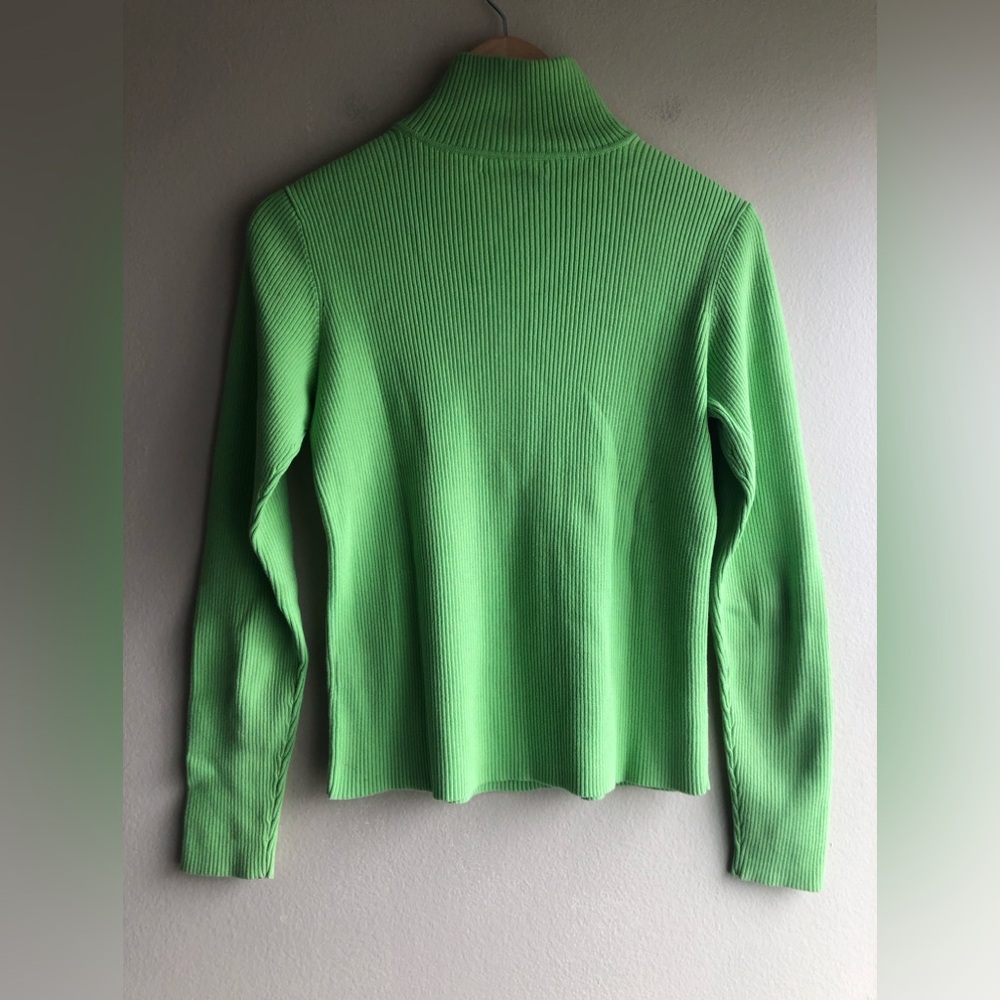 Lauren Ralph Lauren Neon Green Turtleneck Sweater Size Medium - Picture 3 of 10